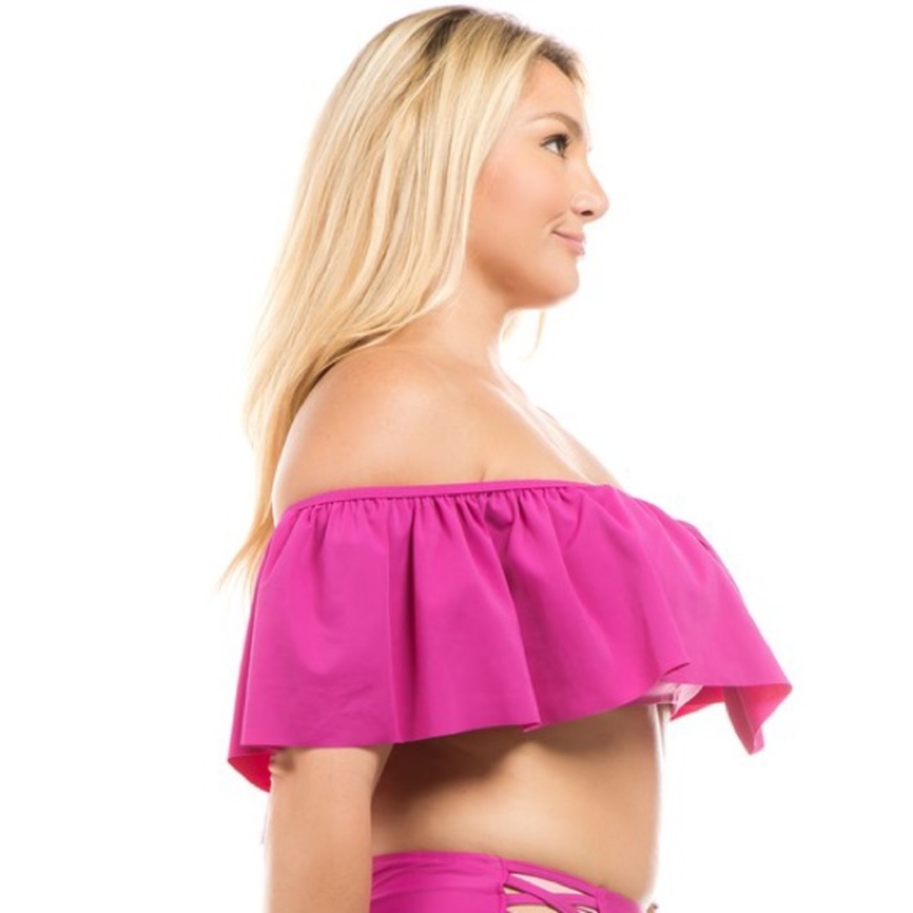 Plus Magenta Ruffle Swimsuit - Picture 3 of 5